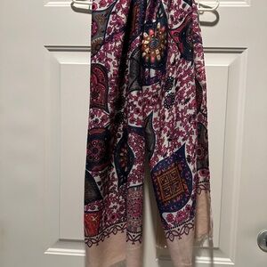 Chicos Vibrant Multi-Color Paisley Oblong Scarf 24” x 72”